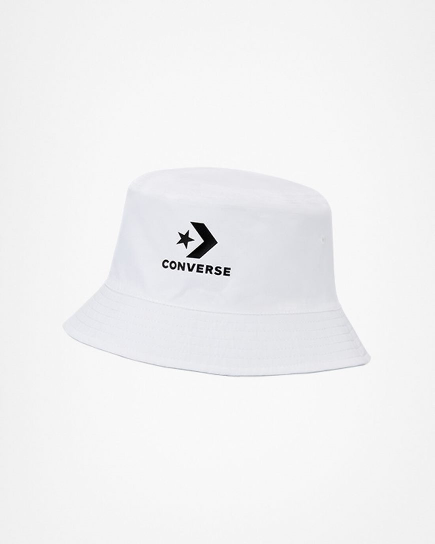 Chapeus Converse Star Chevron Logo Reversible Bucket Feminino Branco | PT E0895P3